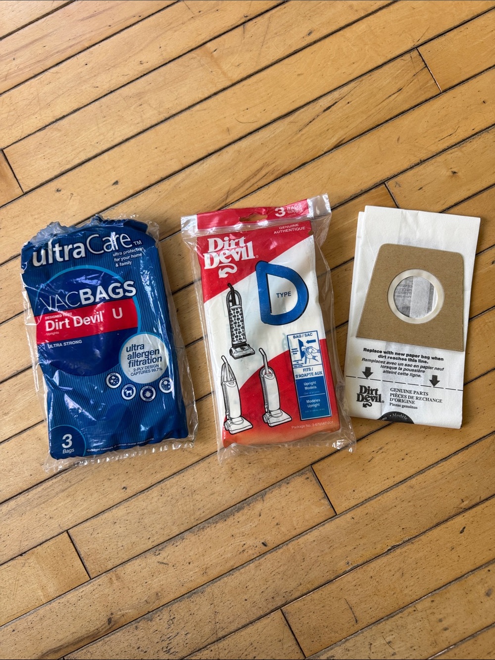 Dirt Devil Type D Vacuum Bags – Blue & White Replacement Pack
